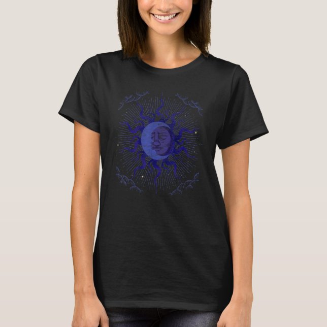 Camiseta Crescent Moon Boho Aesthetic Moon Sun Astrology (Frente)