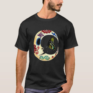 Camiseta Crescent Moon Sugar Skull Dia De Los Muertos Day O