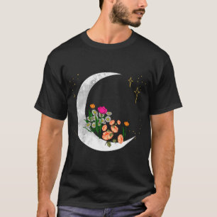 Camiseta Crescente Lua Flores do Jardim Lunar Meninas do Es