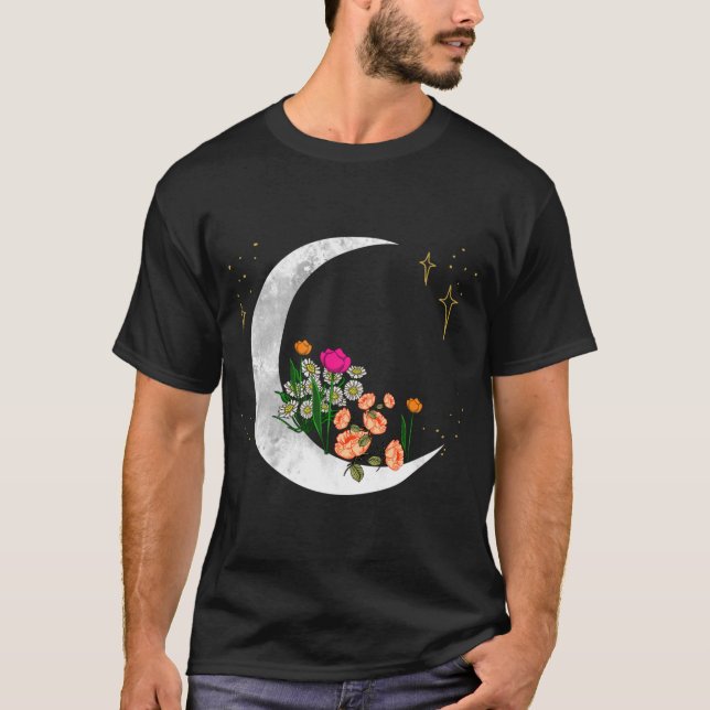 Camiseta Crescente Lua Flores do Jardim Lunar Meninas do Es (Frente)