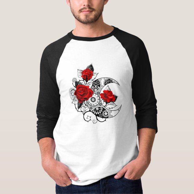 Camiseta Crescente Mecânico com Rosas vermelhas (Frente)