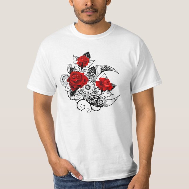 Camiseta Crescente Mecânico com Rosas vermelhas (Frente)