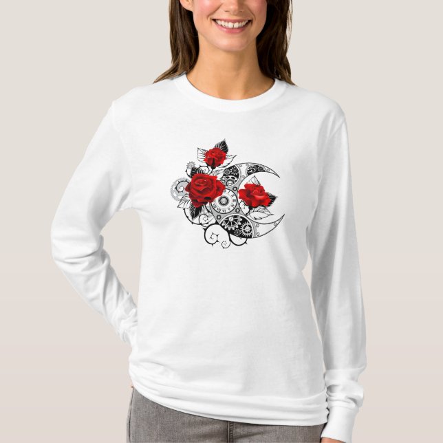 Camiseta Crescente Mecânico com Rosas vermelhas (Frente)