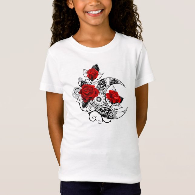 Camiseta Crescente Mecânico com Rosas vermelhas (Frente)
