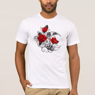 Camiseta Crescente Mecânico com Rosas vermelhas