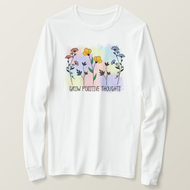 Camiseta Crescer pensamentos positivos (Frente do Design)