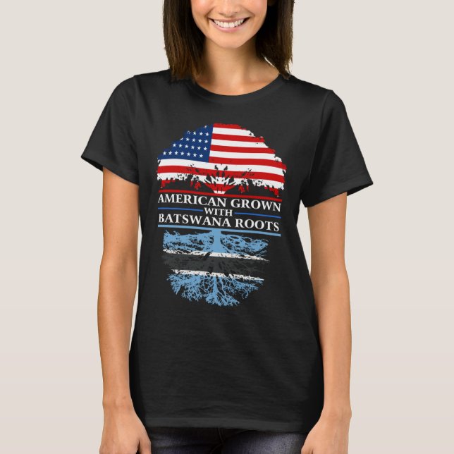 Camiseta Crescido Americano com Raízes Batswana  Botsuana (Frente)