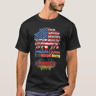 Camiseta Crescido Americano Com Raízes Da Alemanha Bandeira