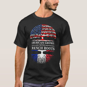 Camiseta Crescido Americano Com Raízes França Bandeira Dos 