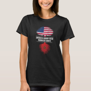 Camiseta Crescido Americano Com Raízes Marroquinas Bandeira