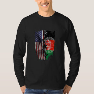 Camiseta Crescido Americano Raízes Afegãs Bandeira EUA Afeg