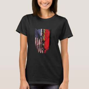 Camiseta Crescido Americano Raízes Alemãs Bandeira EUA Alem