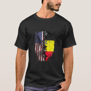 Camiseta Crescido Americano Raízes Belgas Bandeira EUA Bélg