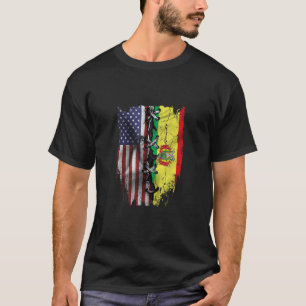 Camiseta Crescido Americano Raízes Bolivianas Bandeira EUA 