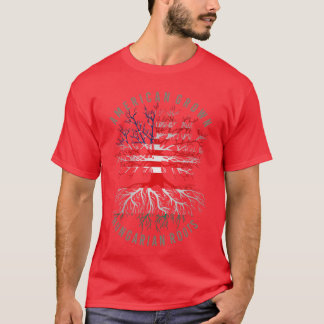 Camiseta Crescido Americano Raízes Húngaras Bandeira EUA Hu