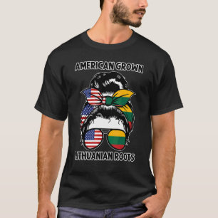 Camiseta Crescido Americano Raízes Lituanas Bandeira Lituan