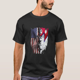 Camiseta Crescido Americano Raízes Nepalesas Bandeira EUA N