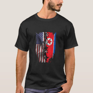 Camiseta Crescido Americano Raízes Norte-Coreanas EUA Corei