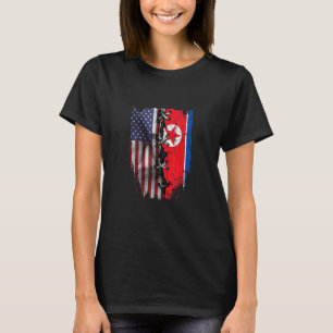 Camiseta Crescido Americano Raízes Norte-Coreanas EUA Corei