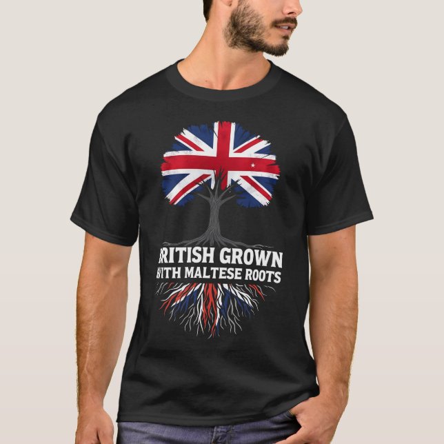 Camiseta Crescido britânico com raízes maltesas Malta (Frente)