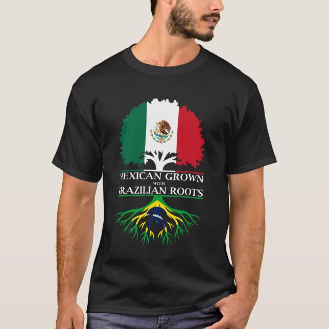 Camiseta Crescido no México com Raízes Brasileiras (Frente)