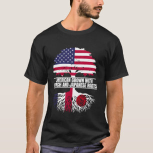 Camiseta Crescido nos EUA com Bandeira Francesa Japonesa Pa
