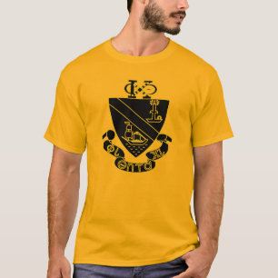 Camiseta Crest da Phi Chi Theta Dourado e Preto