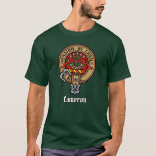 Camiseta Crest do Clã Cameron sobre Tartan