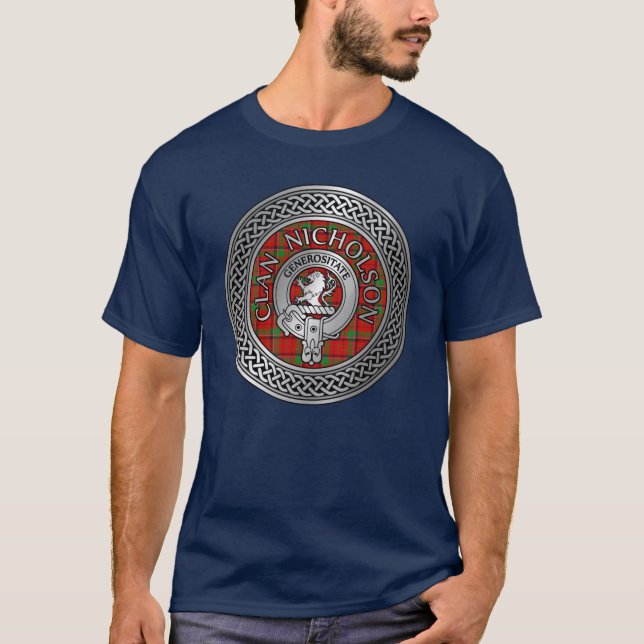 Camiseta Crest e Nó de Tartan do Clã Nicholson (Frente)
