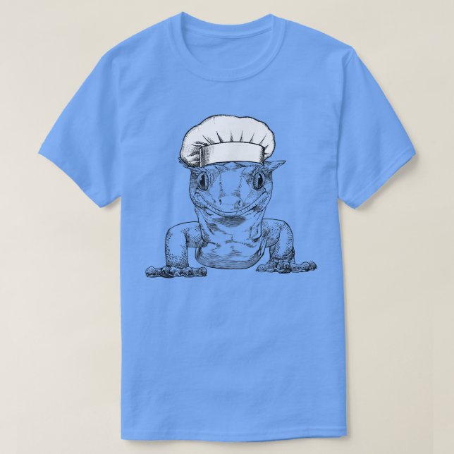 Camiseta Crested Gecko Lizard Cook Chef Funny Cooking  (Frente do Design)