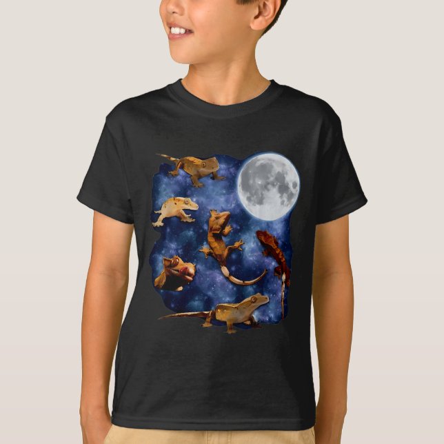 Camiseta Crested Gecko Moon Retro Reptile Mom Dad Breeder L (Frente)
