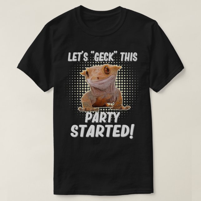 Camiseta Crested Gecko Permite Que Esta Festa Comece (Frente do Design)