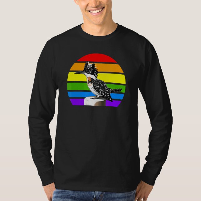 Camiseta Crested Kingfisher Rainbow Bird Diversidade de Pás (Frente)