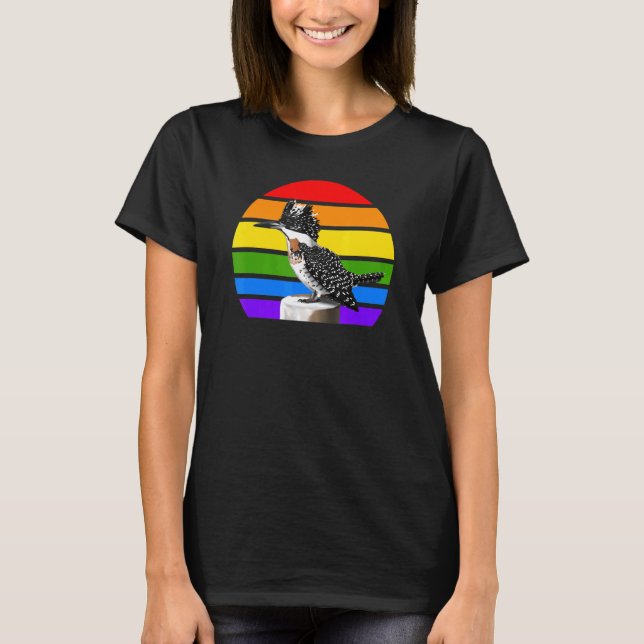 Camiseta Crested Kingfisher Rainbow Bird Diversidade de Pás (Frente)