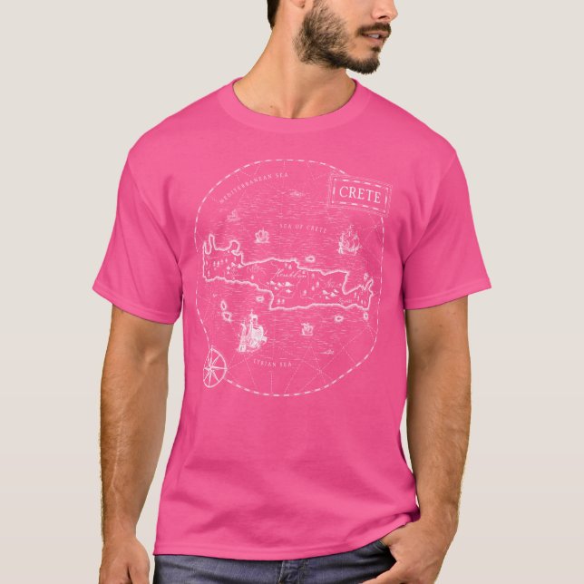 Camiseta Creta de Mapa Vintage (Frente)