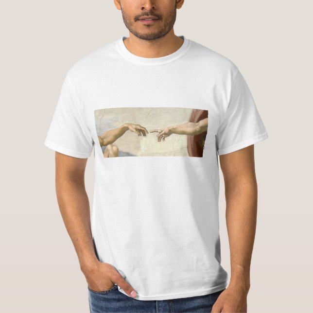 Camiseta Criação das mãos de Adam - Michelangelo (Frente)