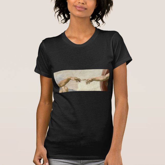 Camiseta Criação das mãos de Adam - Michelangelo (Frente)