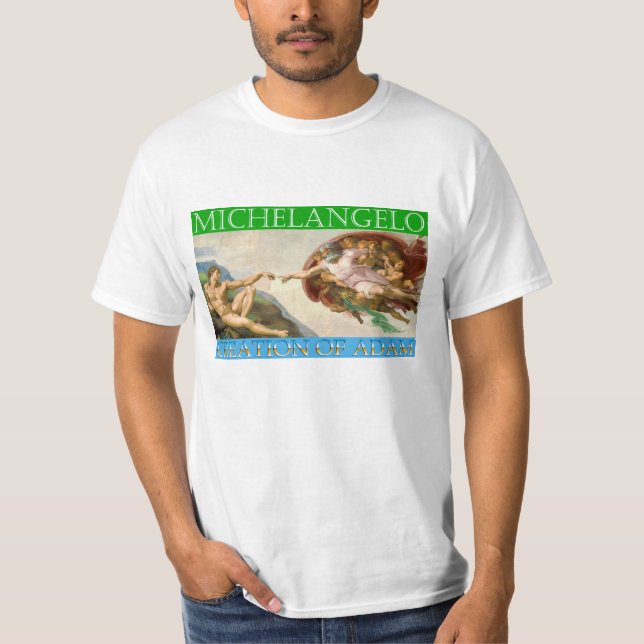 Camiseta Criação de Adão - Michelangelo, Capela Sistina (Frente)