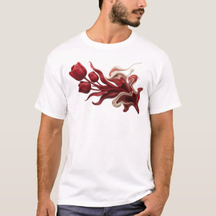 Camiseta Criação de Arte de FLOR ABSTRATA que chama a atenç