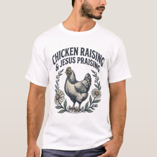 Camiseta Criação de Frangos e Louvor a Jesus Galinha Vintag