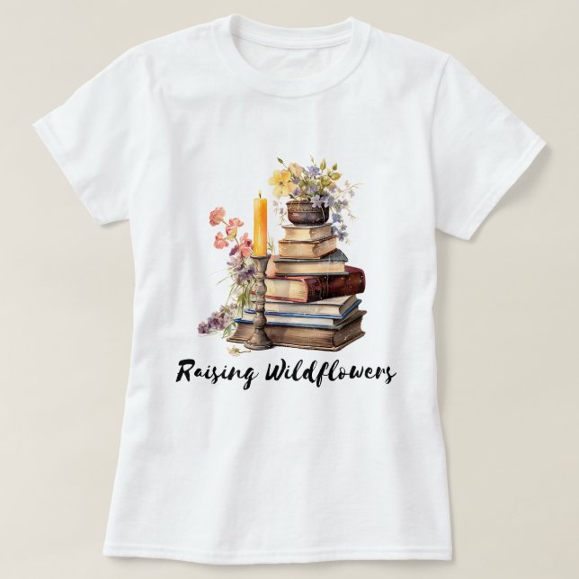 Camiseta Criação de Livros de Flores Selvagens (Frente do Design)