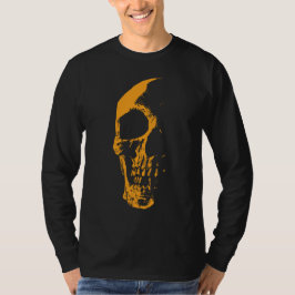 Camiseta Criação de Pintura Laranja de Crânio Iluminado