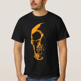 Camiseta Criação de Pintura Laranja de Crânio Iluminado