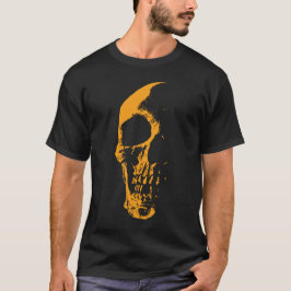 Camiseta Criação de Pintura Laranja de Crânio Iluminado