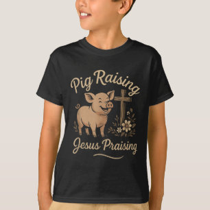 Camiseta Criação de Porcos Louvando Jesus Fé Vida Rural Rús