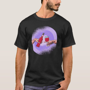 Camiseta Criação de Vinho a Michelangelo Parody de Adão