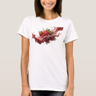 Camiseta Criação Personalizada de Morangos Abstratos Vermel