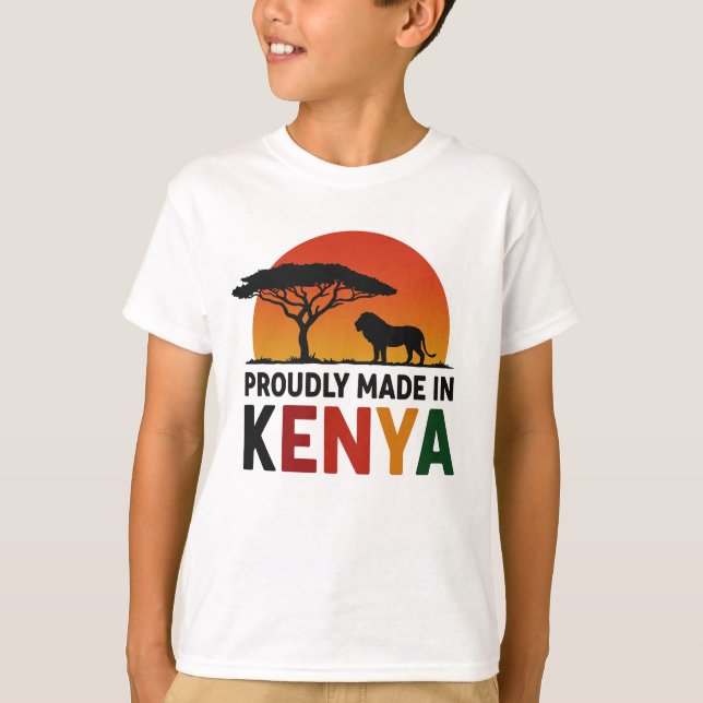 Camiseta Criado com orgulho no Safari africano do Quênia (Frente)