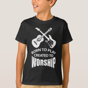 Camiseta Criado para adorar o cristo cristão do guitarrista