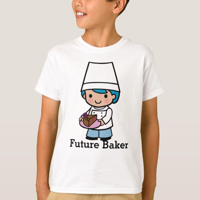 Camiseta Criador / Chef garoto com café de bolo de chocolat (Frente)
